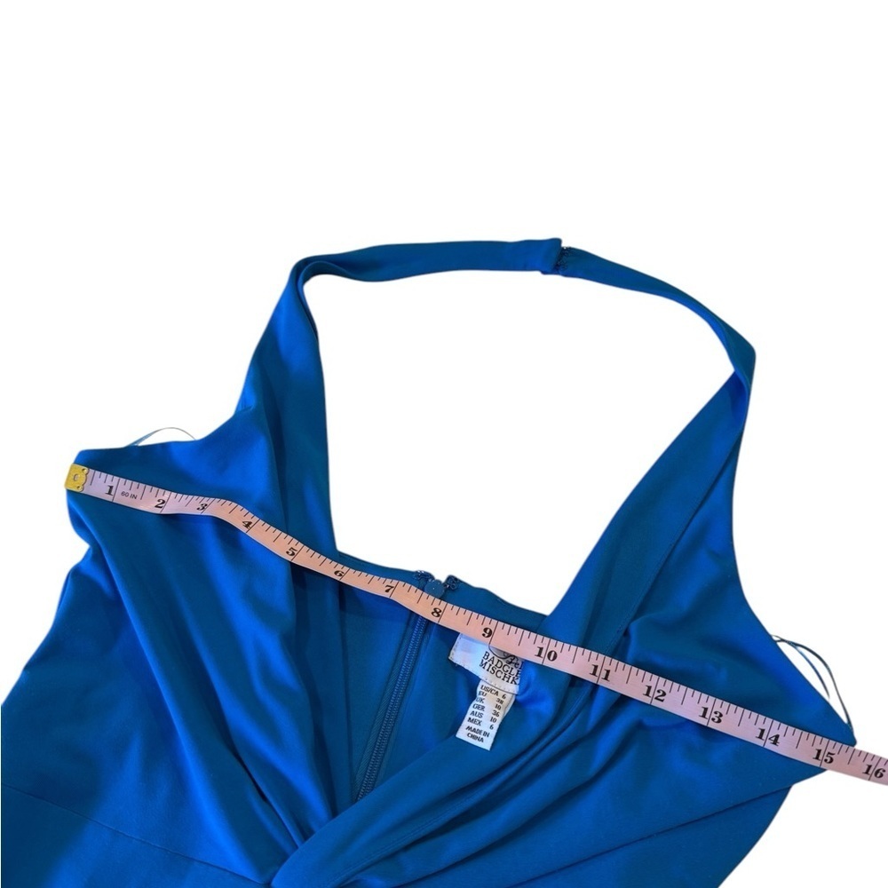 Badgley Mischka Royal Blue Halter Maxi Gown with Front Slit - Picture 10 of 15